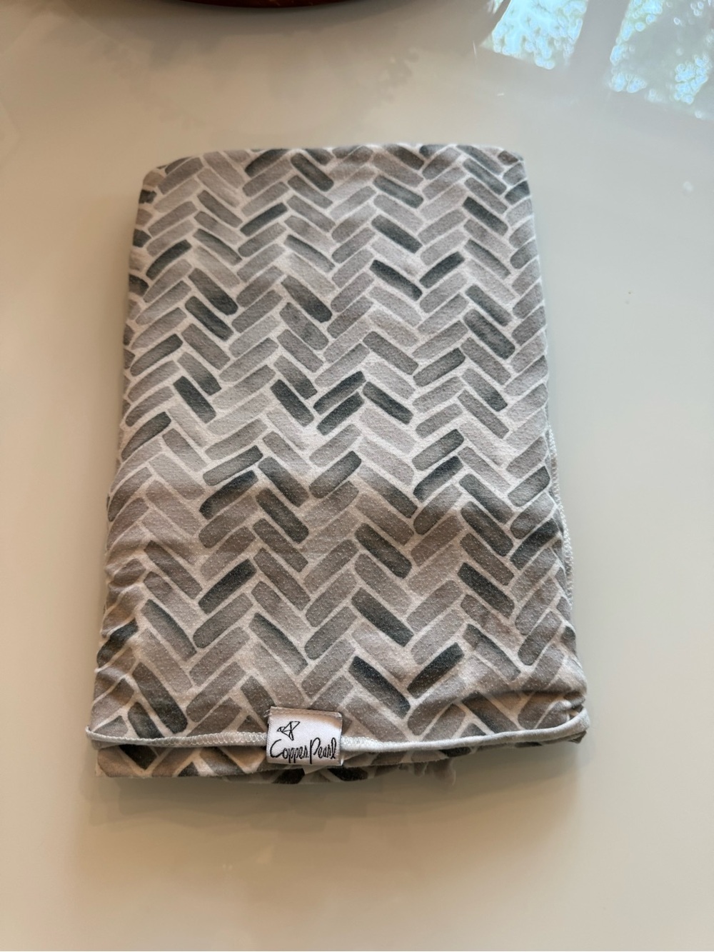 Copper Pearl Gray Chevron Knit Swaddle blanket